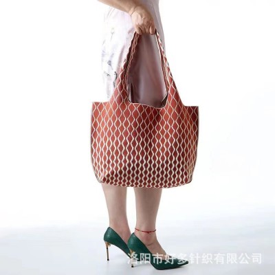 新款2024ins韩版小众设计麦穗针织包女单肩包托特包宝妈飞织包图3