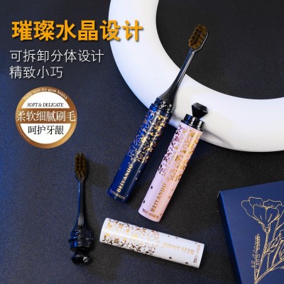 新款网红口红牙刷软毛星空花高档旅行便携装家用女士口红牙刷批发图2