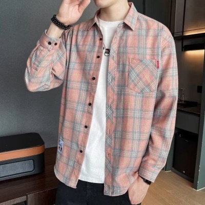 春秋季新款潮流格子衬衫男长袖宽松港风休闲外套青少年帅气上衣潮图4