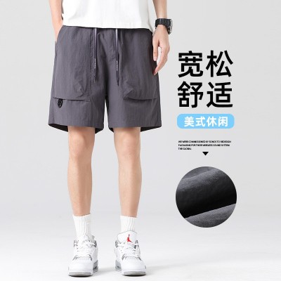 工装短裤男夏季新款冰丝薄款运动休闲男裤纯色大口袋宽松五分裤子图3