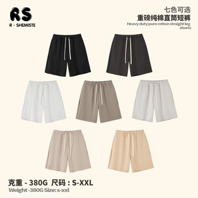 RS男装|2025跨境380G纯棉重磅男士短裤FOG美式抽绳直筒运动短裤男图4