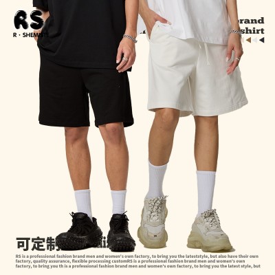 RS男装|2025跨境380G纯棉重磅男士短裤FOG美式抽绳直筒运动短裤男图3