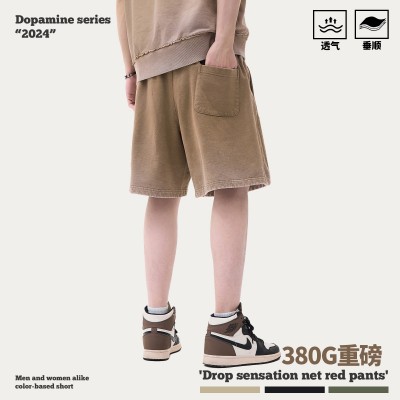 【清仓】380G重磅毛圈水洗做旧短裤男跨境潮牌男士短裤透气舒适图4