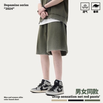 【清仓】380G重磅毛圈水洗做旧短裤男跨境潮牌男士短裤透气舒适图3
