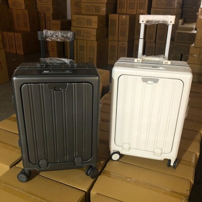 多功能行李箱铝框前置开口拉杆箱开盖旅行箱密码箱20寸登机箱批发图4