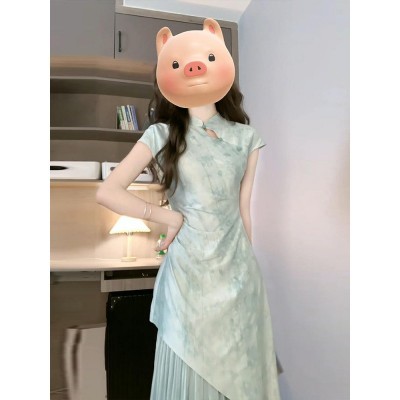 新中式连衣裙女2025新款夏季超仙改良版旗袍裙气质修身国风长裙子图1