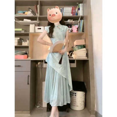 新中式连衣裙女2025新款夏季超仙改良版旗袍裙气质修身国风长裙子图4