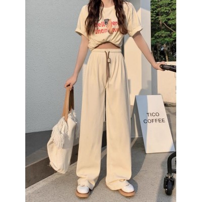 2025新款笑脸裤女生休闲裤灯芯绒双抽绳阔腿裤爆款女直筒宽松高腰图3
