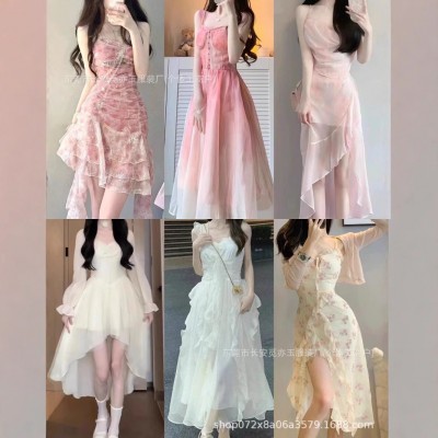 夏季新款十三行女装女士吊带裙子连衣裙女夏高级感韩系海边度假风