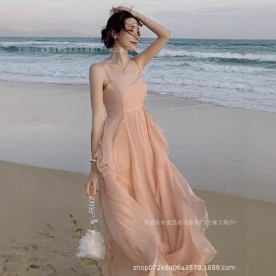 夏季新款十三行女装女士吊带裙子连衣裙女夏高级感韩系海边度假风图4