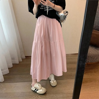 【口袋款】白色半身裙女夏2025新款慵懒风大摆中长裙子蓬 蓬蛋糕裙图2