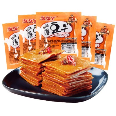 久久丫甜辣薄豆干500g手撕豆腐干素肉麻辣零食小吃麻辣休闲零食品图5