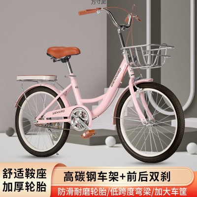 新款通勤自行车成年人女式中大学生免充气实心胎22寸24寸轻便单车图3