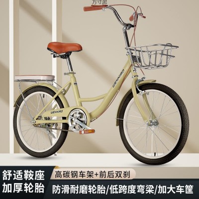 新款通勤自行车成年人女式中大学生免充气实心胎22寸24寸轻便单车图2