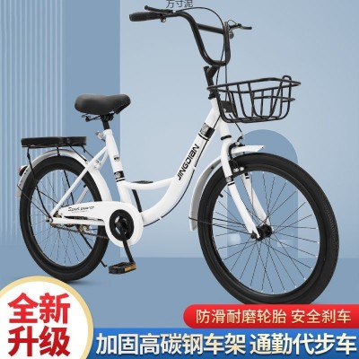 自行车女式成人24寸22中大学生免充气实心胎轻便通勤淑女代步单车图2