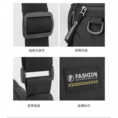 新款男士大容量简约潮流单肩旅行包高品质牛津布防水耐磨斜挎包图3