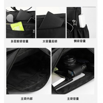 新款男士大容量简约潮流单肩旅行包高品质牛津布防水耐磨斜挎包图2
