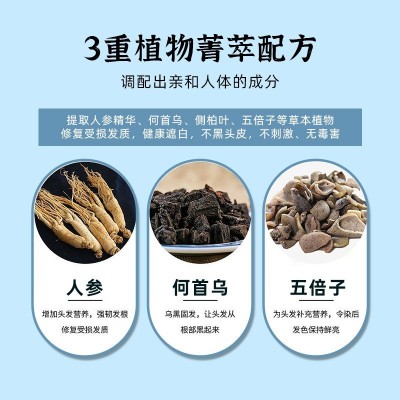 植物泡泡染发剂家用染发芳香不沾头皮健康盖白发一支黑染发膏批发图3