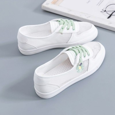 小白鞋女鞋2024春夏季新款平底百搭网面透气小雏菊板鞋潮鞋豆豆鞋图2