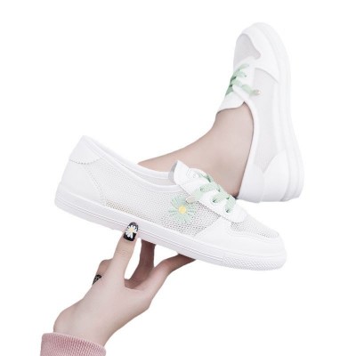 小白鞋女鞋2024春夏季新款平底百搭网面透气小雏菊板鞋潮鞋豆豆鞋图4