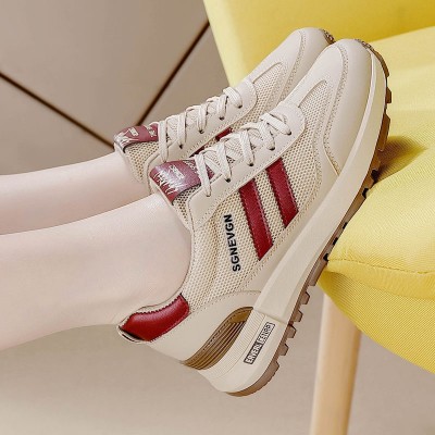 2025春夏季新款网面透气女鞋休闲鞋百搭平底板鞋运动跑步小白鞋女图3