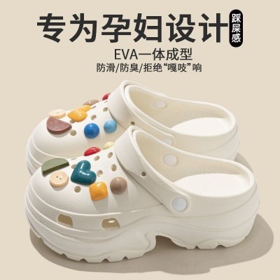 夏季防臭沙滩凉鞋踩屎感eva洞洞鞋热销款增高孕妇防滑卡通洞洞鞋图2
