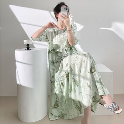 超长款睡衣女春秋季睡裙夏季女士新款棉绸睡衣加大码高级感连衣裙图3