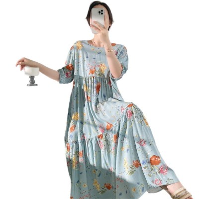超长款睡衣女春秋季睡裙夏季女士新款棉绸睡衣加大码高级感连衣裙图5