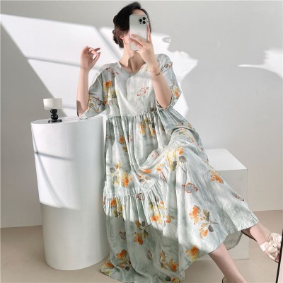 超长款睡衣女春秋季睡裙夏季女士新款棉绸睡衣加大码高级感连衣裙图4