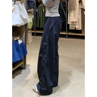 美式速干运动工装裤女夏季2025新款高腰垂感显瘦休闲阔腿裤小个子