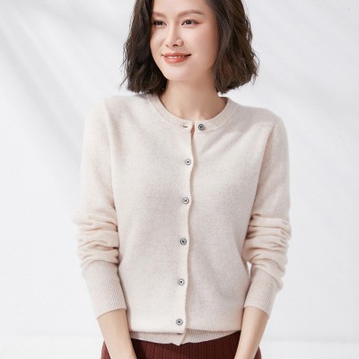 新款2023秋季风气质女装开衫长袖圆领直筒型毛衣产地货源时尚