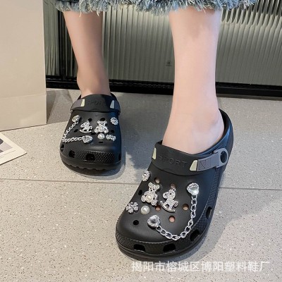 新款EVA洞洞鞋2023夏季踩屎感女式外穿休闲厚底防滑透气包头凉鞋图3