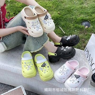 2024新款7.0厚底洞洞鞋女夏季ins潮增高户外透气踩屎感两穿凉拖鞋图5