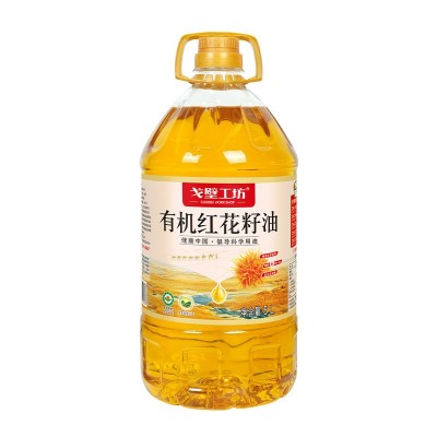 戈壁工坊 有机红花籽油5L装家用高烟点食用油77%亚油酸厂家批发