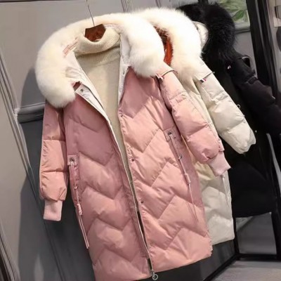 冬季新款白鸭绒羽绒服女装长款过膝面包服韩版外套女品牌批发货源图3