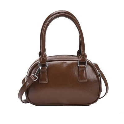 复古红色包包秋冬女2023新款潮韩国手提保龄球包百搭斜挎包小方包图4