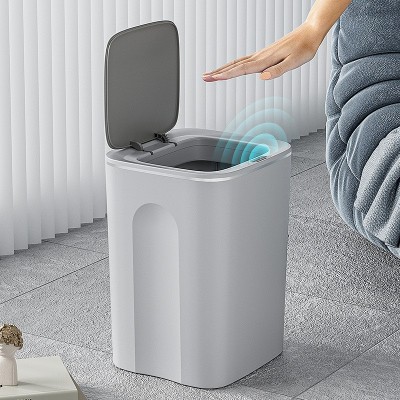 跨境智能垃圾桶自动感应翻盖家用办公室防水浴室电动马桶带盖批发图3