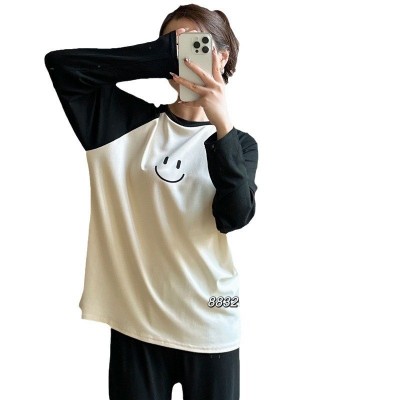 東大门笑脸套装2.0秋冬新款新款圆领百搭插肩袖家居服可外穿女图5