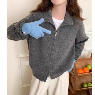 阿诗蜜白色高领毛衣外套女2025新款春秋季高级感穿搭拉链开衫上衣图4