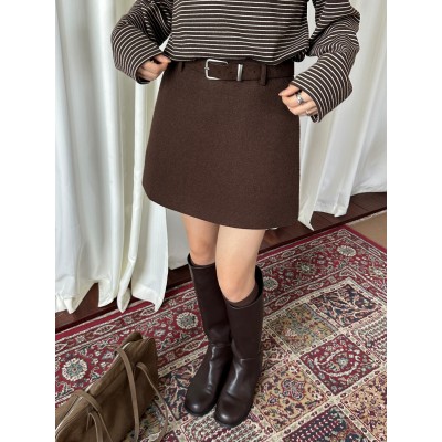 高级感磨毛高腰显瘦半身裙女2025冬季新款复古百搭呢料短裙A字裙